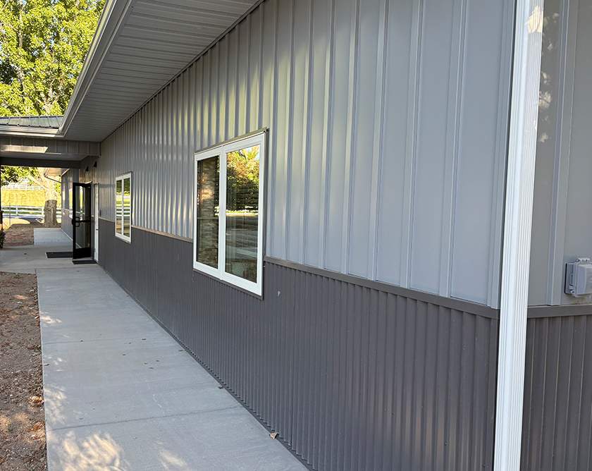 26-gauge metal wall and wainscot sheeting on a Whitestar metal building