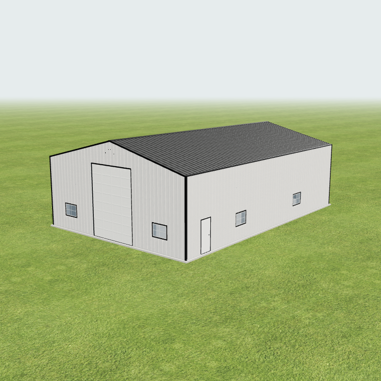 40x60x16 Shop Metal Building 3D preview