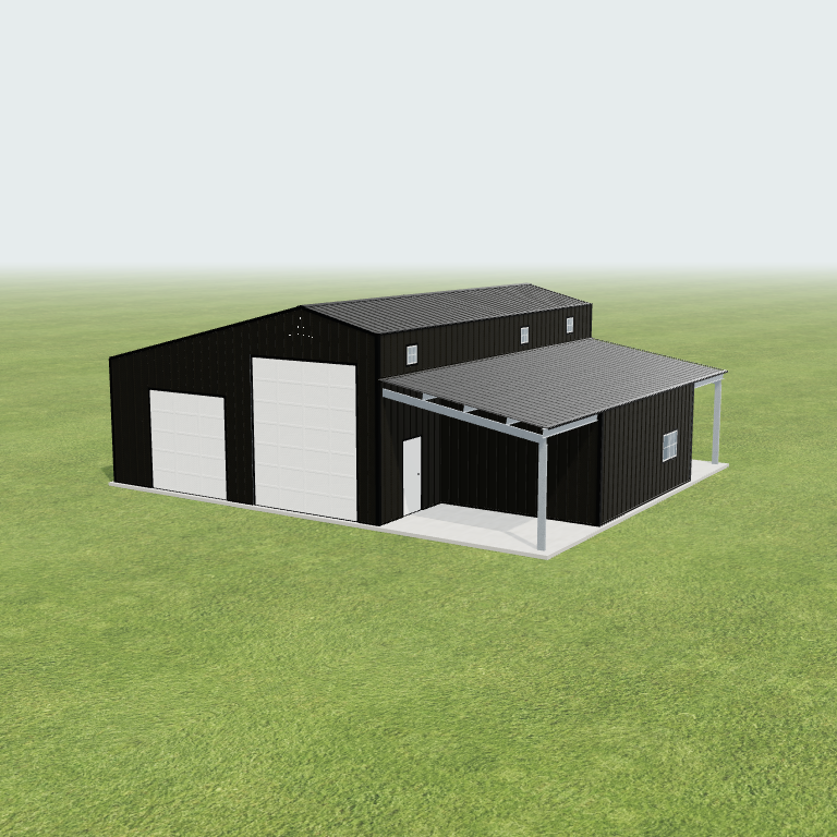 16.17x42x16.5 Shop Metal Building 3D preview