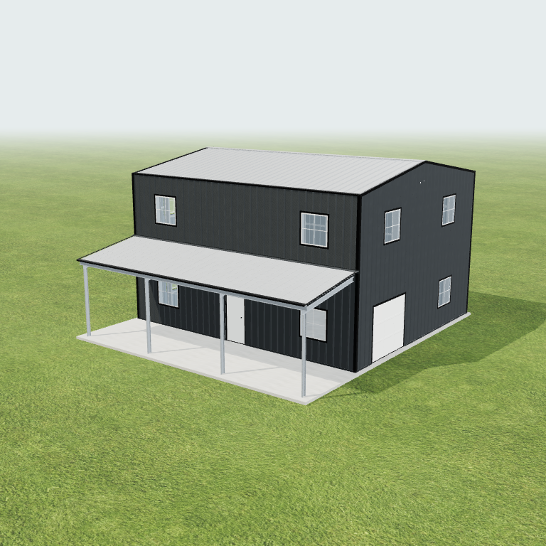 30x35x20 Shop Metal Building 3D preview