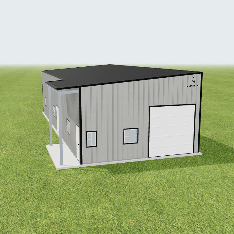 24x61x14 Shop Metal Building 3D preview