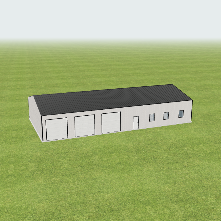 40x80x12 Shop Metal Building 3D preview