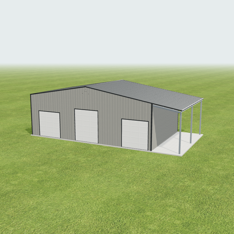 50x30x16 Shop Metal Building 3D preview