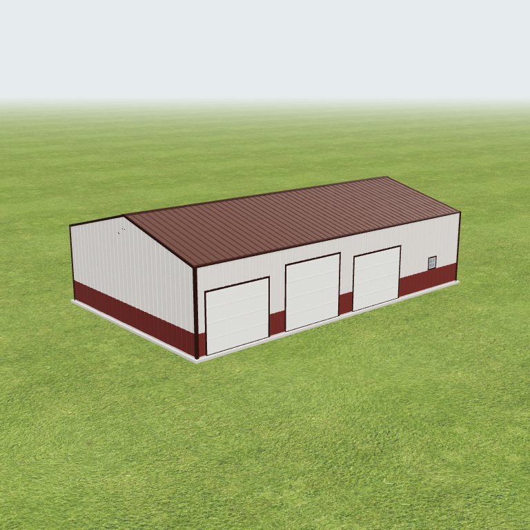 30x50x11 Shop Metal Building 3D preview