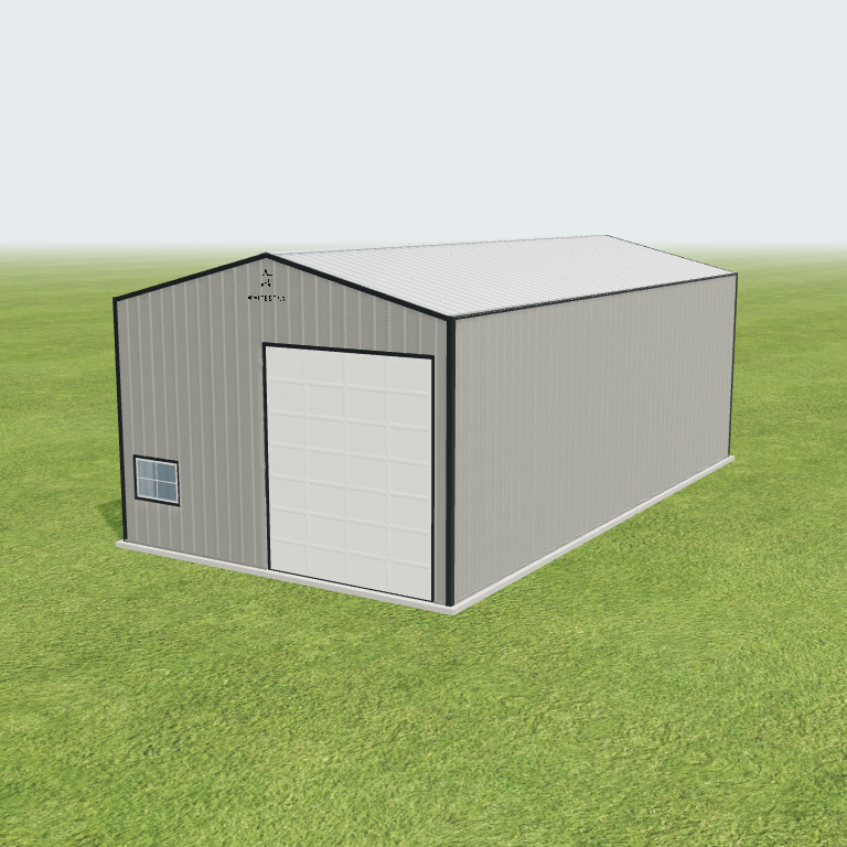 25x48x16 Shop Metal Building 3D preview