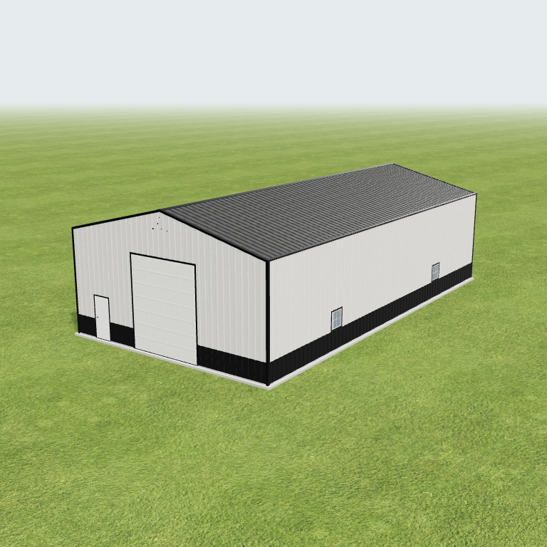 35x65x16 Shop Metal Building 3D preview