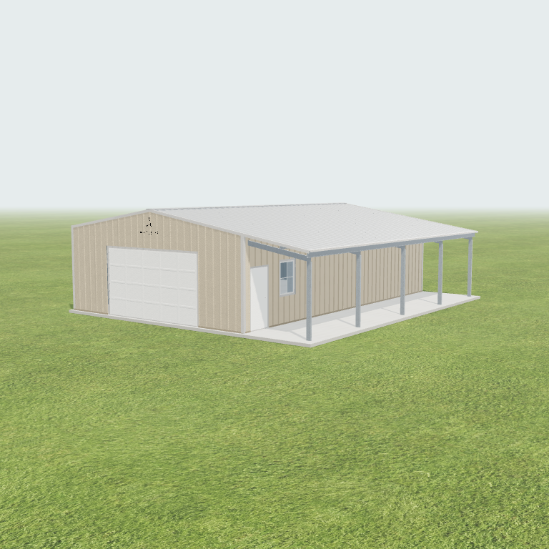 26x40x10 Shop Metal Building 3D preview