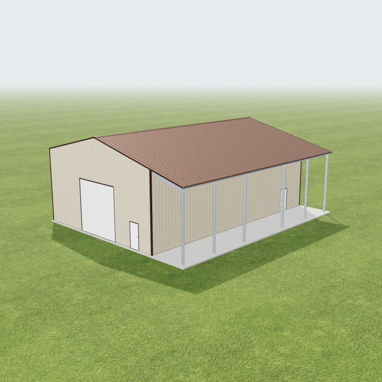 40x60x20 Shop Metal Building 3D preview