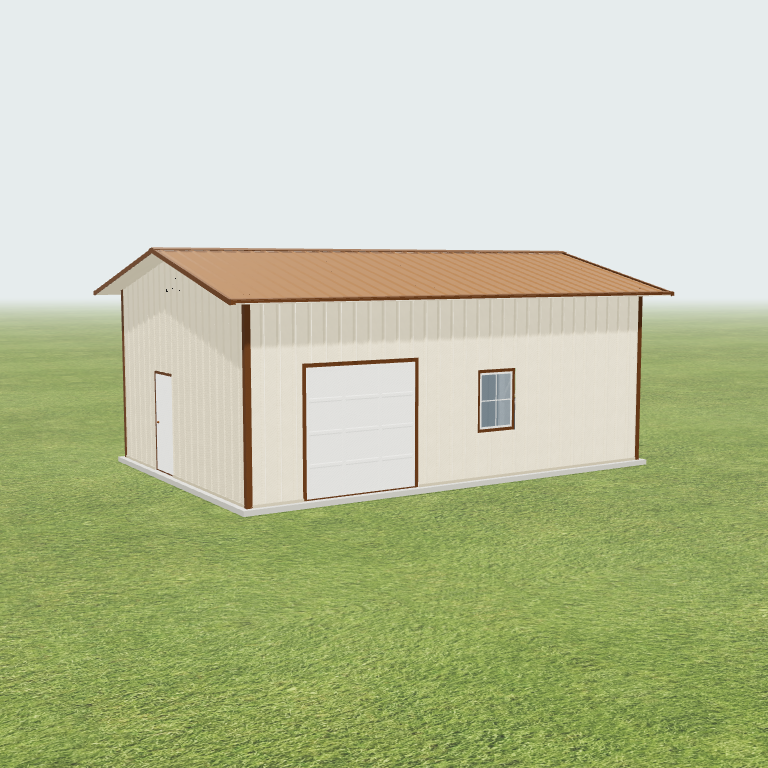20x30x12 Shop Metal Building 3D preview