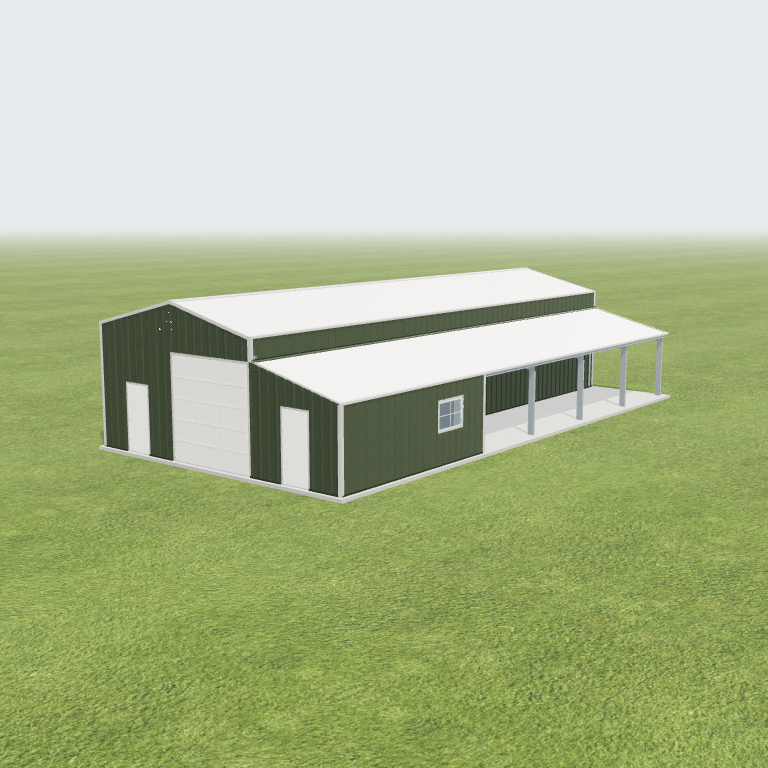 20x60x12 Shop Metal Building 3D preview