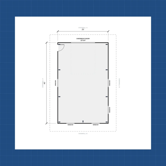 Building floor plan with dimensions