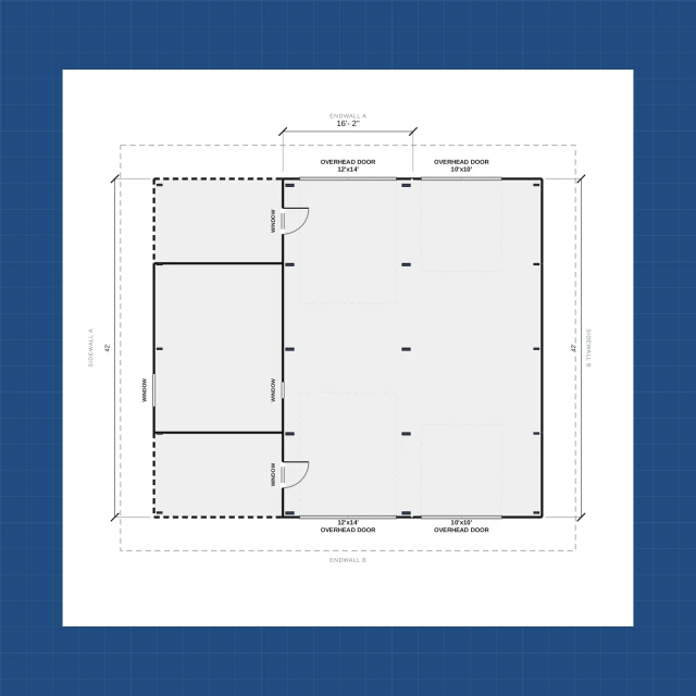Building floor plan with dimensions