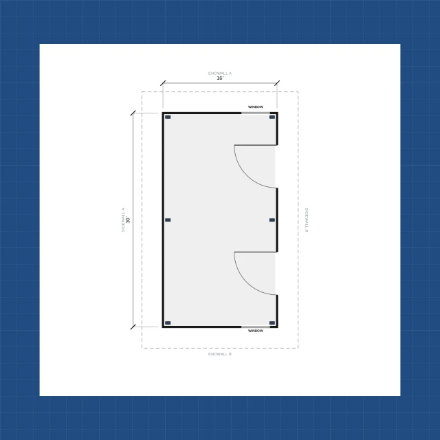 Building floor plan with dimensions