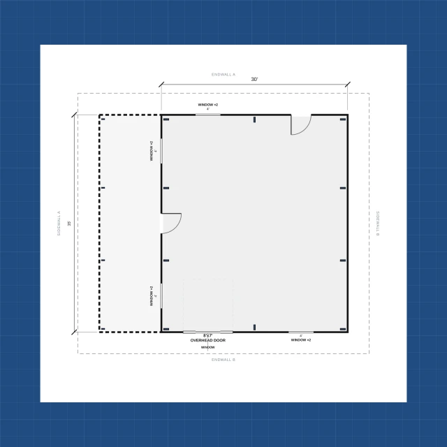 Building floor plan with dimensions