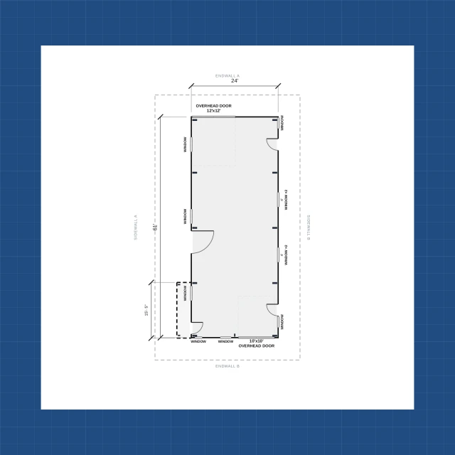Building floor plan with dimensions