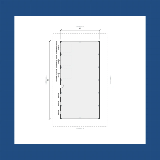 Building floor plan with dimensions