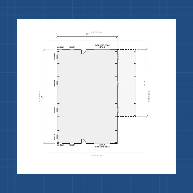 Building floor plan with dimensions