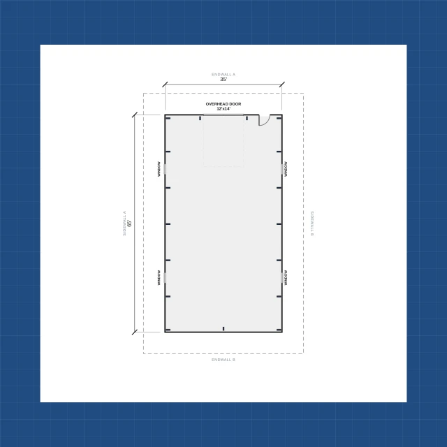 Building floor plan with dimensions