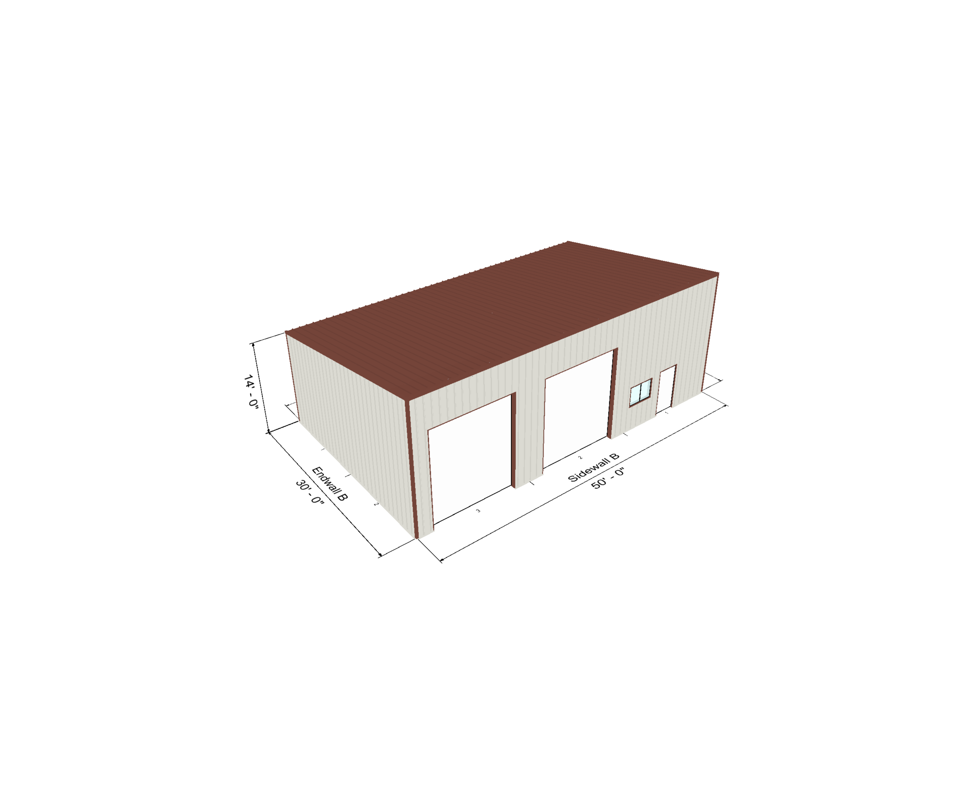 30'w x 50'l x 14'h Single Slope with a partition wall