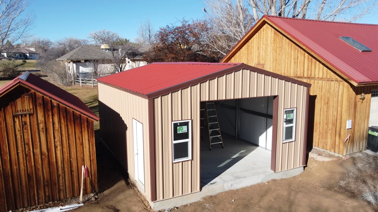 20×26 Steel Shed w/ Insulation & 10′ Bay in Grand Junction CO